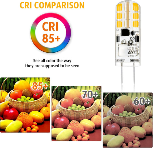 YUIIP G4 LED Bulb, 2W, 12V JC G4 Bi Pin, 20W Halogen Replacement, Warm White 2700K, 10 Pack