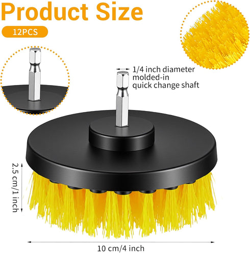 moheaaei 12 4 Inch Set Pcs Drill Brush Attachment, Power Scrubber Cleaning Kit Multi Purpose Brushes for Kitchen Tile
