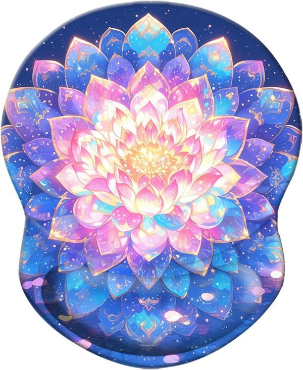 Wrist Support Mouse Pad, Non-Slip Rubber Base, Small Desktop Mouse Mat for Home Office, Beautiful Mandala Design