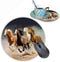 Round Mouse Pad with Coasters Set, Non-Slip Rubber Horse Design Mouse Pad for Office Desk Decor