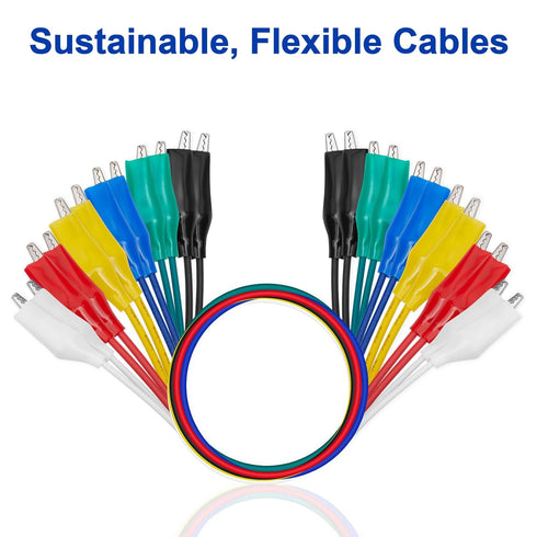12PCS Alligator Clips Electrical, 6 Colors Premium Test Leads Set, 22AWG Flexible Copper Wire for Test Probes, 21.5