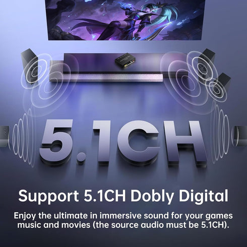 4K Box(1 Pack) HDMI Audio Extractor Converter, HDMI Audio Video Splitter Adapter + Optical Toslink SPDIF Digital Audio