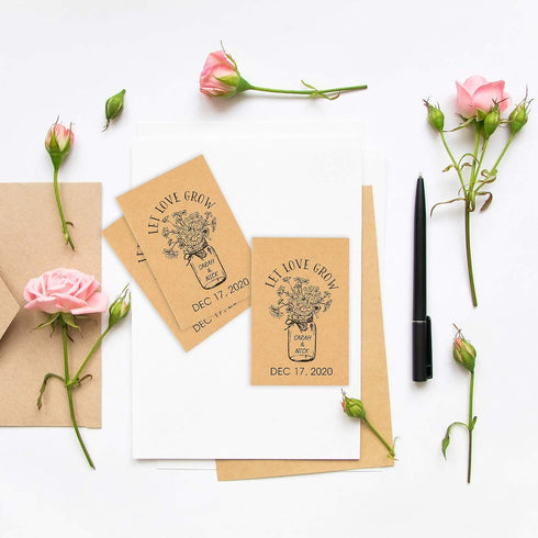 CINPIUK Wedding Favor Seed Packets, 100PCS Let Love Grow Self Adhesive Packets for Rustic Wedding Favors