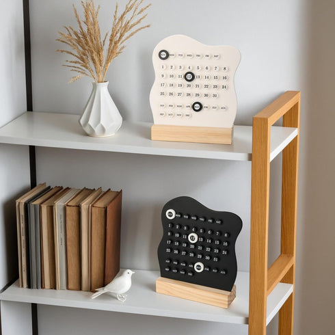 Homakover Retro Desktop Calendar, Desktop Wooden Calendar Stand, Perpetual Planner Calendar, Montessori Calendar, Date