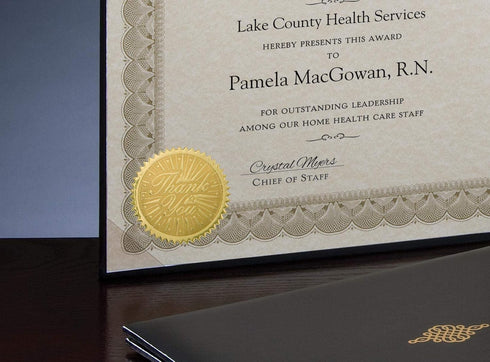 PaperDirect Thank You Embossed Gold Foil Certificate Seals - 2 Inch, Self Adhesive, 100 Count for Awards & Certificates
