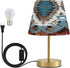 Dimmable ALAZA Table Lamp for Bedroom Nightstand Western Aztec Bedside Lamp with USB Port Fabric Shade Desk Lamps