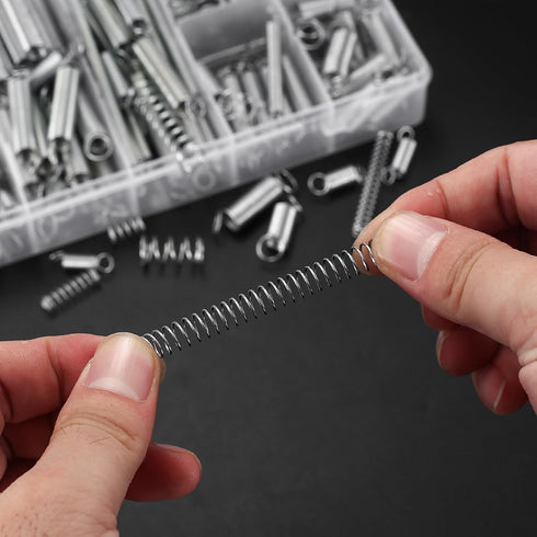 210 Pcs Spring Assortment Kit, Compression and Extension Springs, Zinc Plated Steel Wire Springs Repair Set