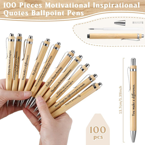 Teling 100 Pieces Motivational Pens - Bulk Inspirational Quotes Ballpoint Pens for Back to School Gifts, Black Ink