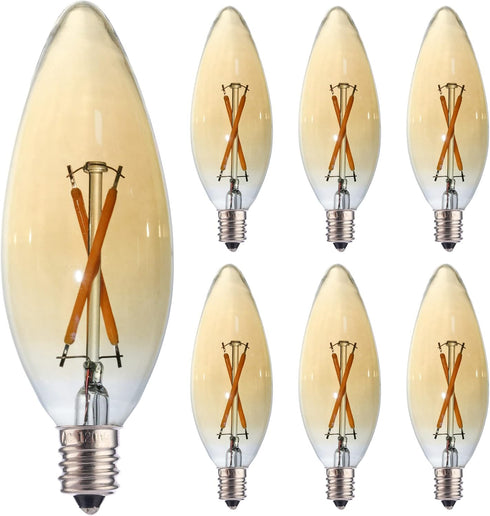 6 Pack E12 Candelabra LED Bulb 20 Watt Equivalent, 2W B10 C32