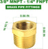 TAISHER 5PCS Brass Reducer Hex Bushing, 3/8" NPT Male x 1/4" NPT Female Adapter