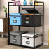 Huolewa Upgraded File Organizer Box with Lid, Collapsible Faux Leather Hanging Folder Box for Home/Office Storage