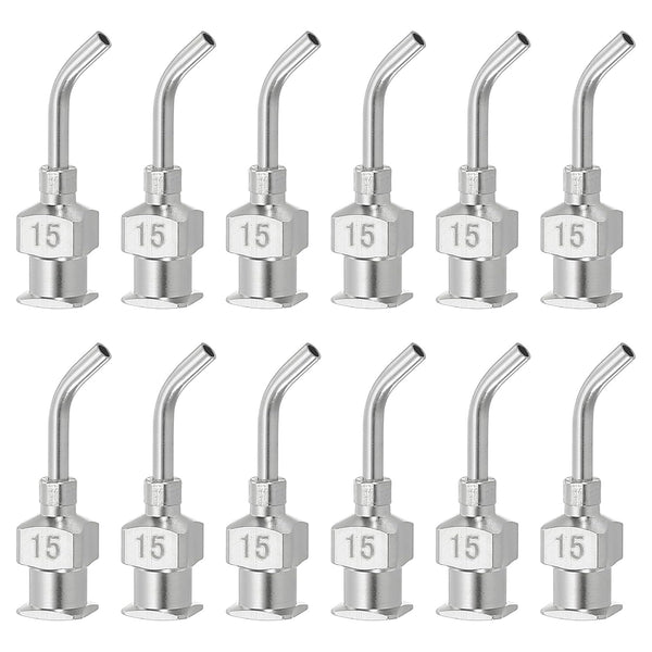 PATIKIL 15G Bent Blunt Tip Dispensing Needle, 12 Pcs 0.5 Inch Stainless Steel Liquid Dispenser with Luer Lock