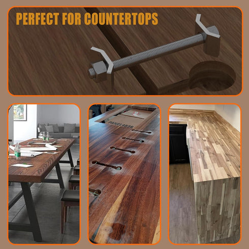 10 PCS Countertop Joint Connectors, Counter Top Fasteners Bolt, Butcher Block Fasteners Draw Bolts for Furniture