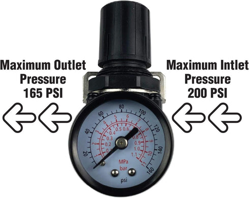 Primefit R1401G Mini Air Regulator with Steel-Protected Gauge - 60-SCFM at 100-PSI, 1/4" NPT