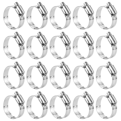 LOKMAN 20 Pack Stainless Steel Hose Clamp - Adjustable 7/8'' - 1-1/4'' (18-32mm) Worm Gear