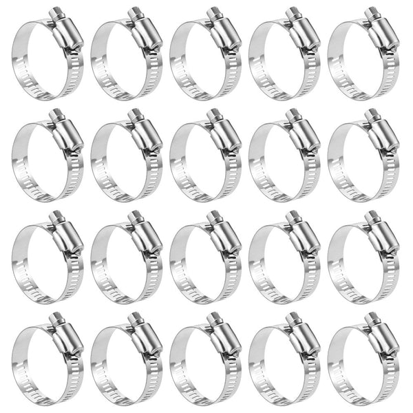LOKMAN 20 Pack Stainless Steel Hose Clamp - Adjustable 7/8'' - 1-1/4'' (18-32mm) Worm Gear