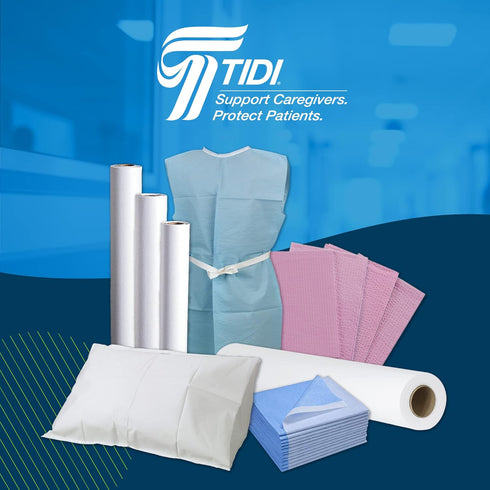 917410 4 13 18 (Pack 500) 3-Ply TIDI Ultimate Dental Bib, Teal, Layers, W x L of Disposable Dental Bibs Embossed Tissue