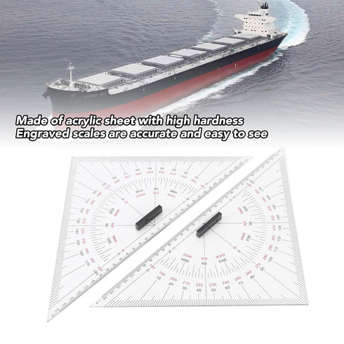 Set Chart Drawing Triangle Ruler, Acrylic Marine Triangle Clear Isosceles Triangle Ruler, Triangular for Nautical