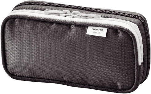 LIHIT LAB Double Pen Case, Black, 3.3 x 6.9" (A7660-24)