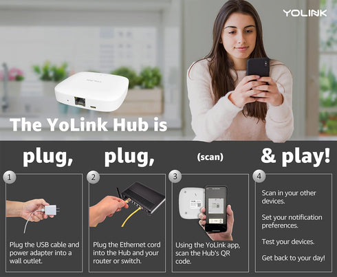 YoLink Hub, 1/4 Mile Super Long Range Smart Hub, LoRa Enabled Smart Home Automation Bridge for Home Security Monitoring