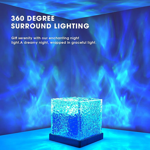 16-Color 3D Light-4.4inch Ocean Wave Projector Light, Luminorthe Cube Lamp and App Remote, Holographic Water Ripple