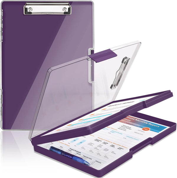 Clipboard with Storage, Heavy Duty Clip Boards 8.5x11 with 2 Storage Cases for Office Supplies