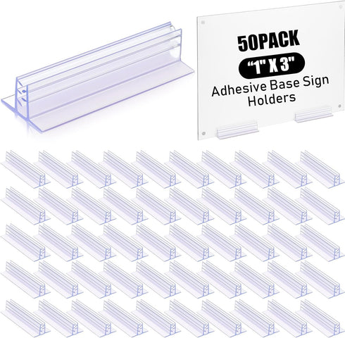 Fulmoon 50 Pcs Sign Holder, Adhesive Base Sign Holders Multiple Uses for