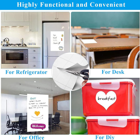 White Board Sticker Adhesive Backing - 16" x 24" Magnetic Dry Erase Board Contact Paper for Classroom, Includes