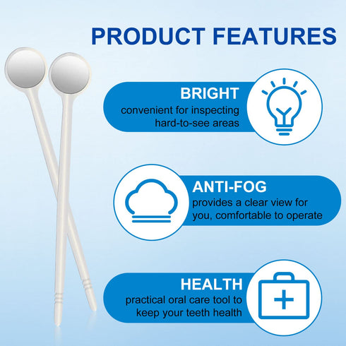 EZGO 100pcs Dental Mouth Oral Teeth Mirrors with Shiny Handle and Free Protective Packing, Every Mirror Individually