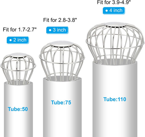 PATIKIL Gutter Guard 2 Inch, 304 Stainless Steel Down Pipe Filter, Round Downspout Protector for Blockage Leaves Debris