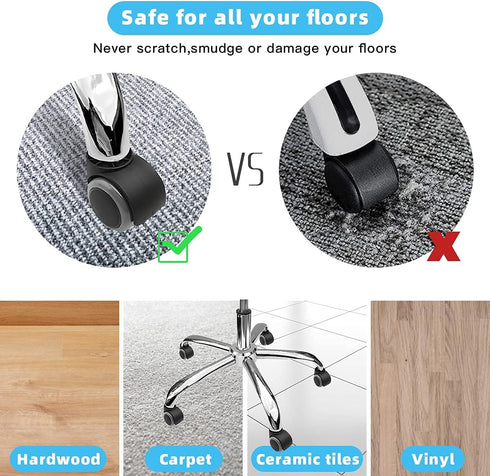 Office Chair Caster Wheels Replacement Set of 5 for Hardwood Floors and Carpet - Heavy Duty Caster Supports up to