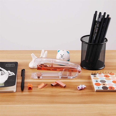 Clear Desk Stapler (Rose Gold) with 1000 Pieces Staples