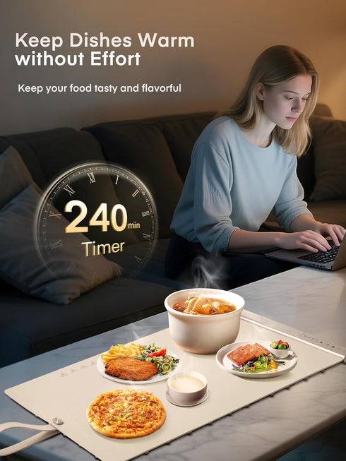 Settings, 4H FOHERE Warming Mat for Food, Fast Full Surface Electric Warming Tray with Upgrade Temperature Food Grade