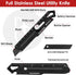 BIBURY 2 Pack Utility Knife, Heave Duty Full Stainless Steel Retractable Box Cutter with 10PCS replaceable Blades (18mm Wide), Multi-functional Extended Razor Knife for Office, Home, School Black by BIBURY