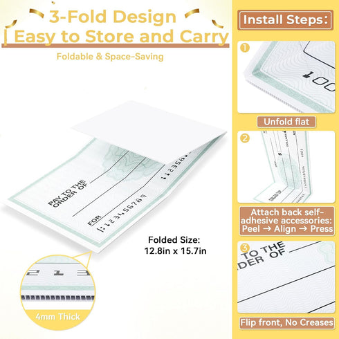 Zhehao 2 Pack 38 15.8 Inch Big Checks for Presentations Reusable x Large Dry Erase Giant Checks Giant Check Fake Check