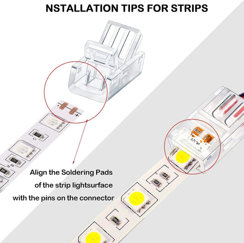 40 Pieces RGB LED Light Strip Connectors, Unwired Gapless Solderless Adapter Terminal Extension Waterproof