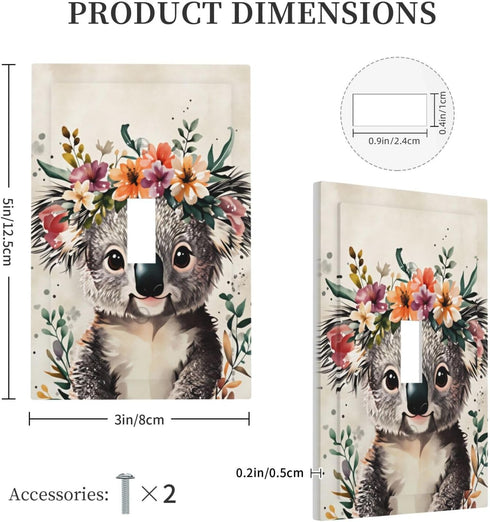 haigof 1 3 5 Inch Lovely Koala Portrait Light Switch Cover Wall Plate Gang Single Plates Print Faceplate Home Decor X