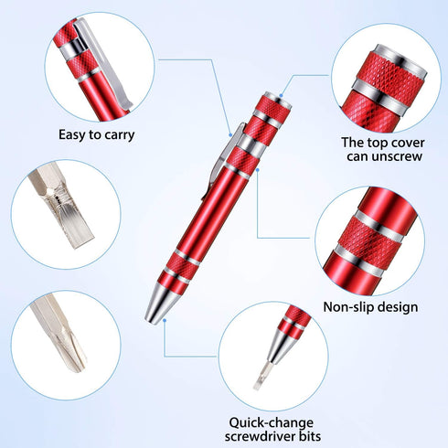 Mudder Pen Screwdriver Gifts, 8 in 1 Magnetic Pocket Multitool for Mini Gadgets Repair