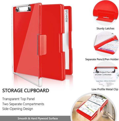Clipboard with Storage | Heavy Duty Clip Boards 8.5x11 with 2 Storage Cases, Nursing Clipboard Folder