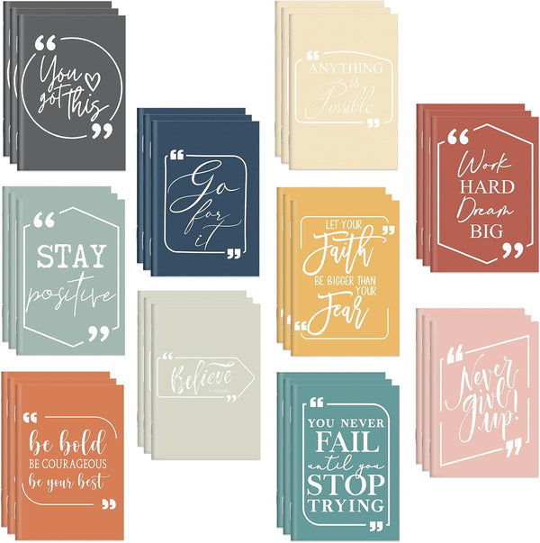 Fulmoon 100 Pcs Mini Motivational Notebooks, Bulk Inspirational Pocket Notepads for Team Gifts, 10 Styles