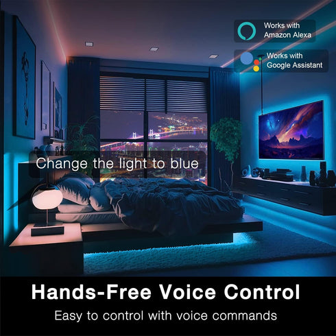 50ft DAYBETTER Smart WiFi Led Lights, Tuya App Controlled, Work with Alexa and Google Assistant, Timer Schedule, RGB