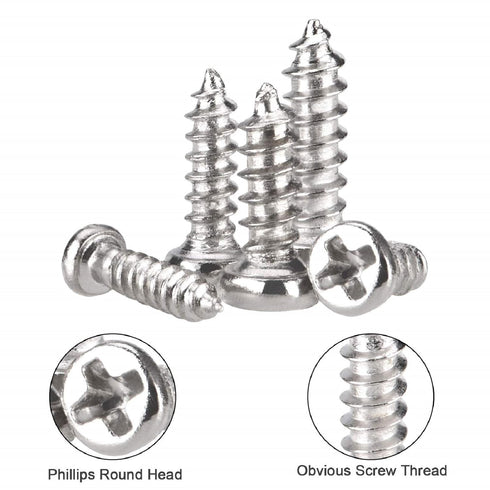 1000Pcs Mini Screw Kit, M1 M1.2 M1.4 M1.7 Phillips Pan Head Micro Screws, Self-Tapping, Nickel-Plated