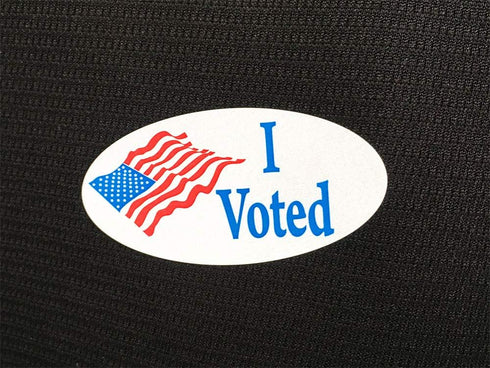 I Voted Stickers with American Flag, 2 x 1 Inches, 500 Adhesive Labels for Voter Locations and Polling Stations