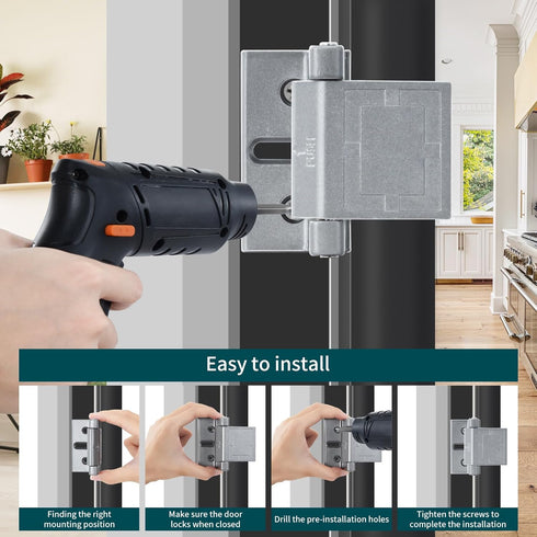 JIADAXIN Protection(Gary-2 Pack) High-Security Reinforced Door Lock Aluminum Privacy Latch for Home and Hotel, Easy
