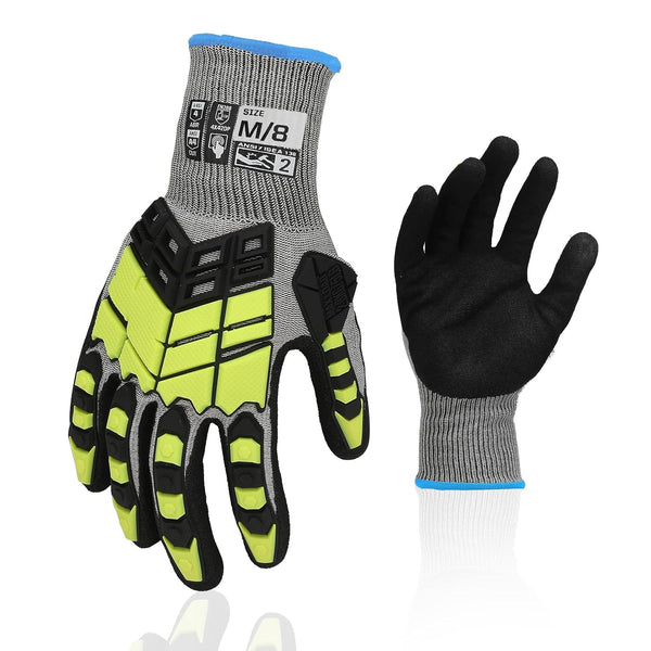 Safety Work Gloves, Impact Gloves for Men Women, Cut Resistant Non-Slip Heavy Duty with Nitrile Grip