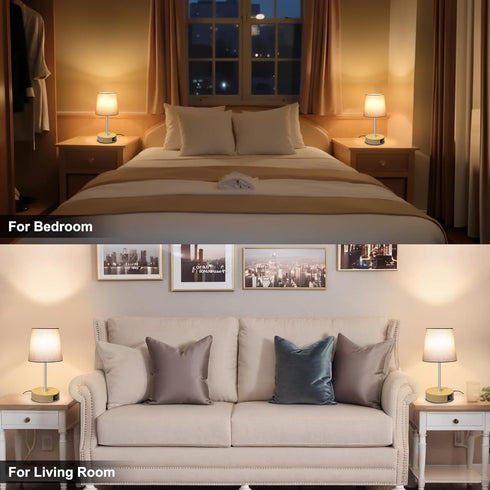 Set 2, 3 Dimmable, Ascher Small Bedside Table lamp of RGB Color Changing Lamps, Color Temperatures, Stepless Nightstand