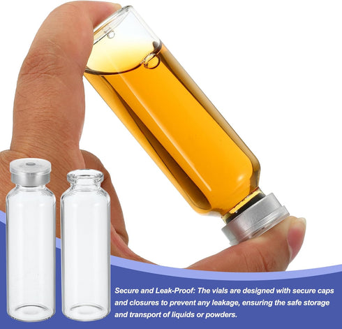 PATIKIL 30ml Sample Vials, 8 Pack Lab Empty Vials with Butyl Rubber Stopper and Crimp Top Caps