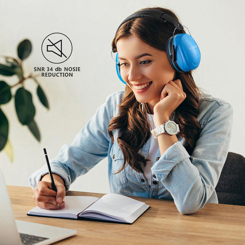Hearing Protection Ear Muffs - NRR 28db Noise Cancelling for Shooting, Mowing, Construction, Blue