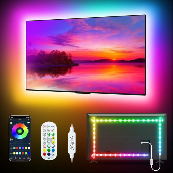 Daymeet TV LED Lights Strip - Music Sync LED TV Backlight for 65-85in TV, 16.4FT Bluetooth APP Remote Control, USB TV