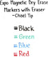 Expo Magnetic Dry Erase Markers with Eraser, Assorted Chisel Tip, 4 Count